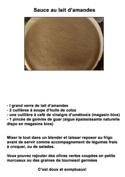 recette Sauce au lait d'amandes