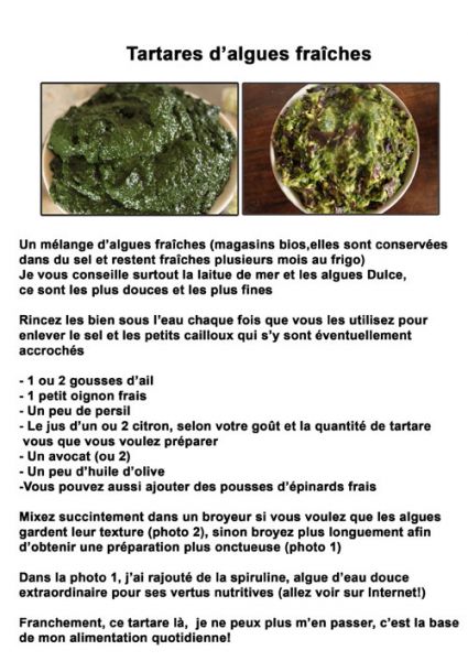 recette Tartares d'algues fraîches