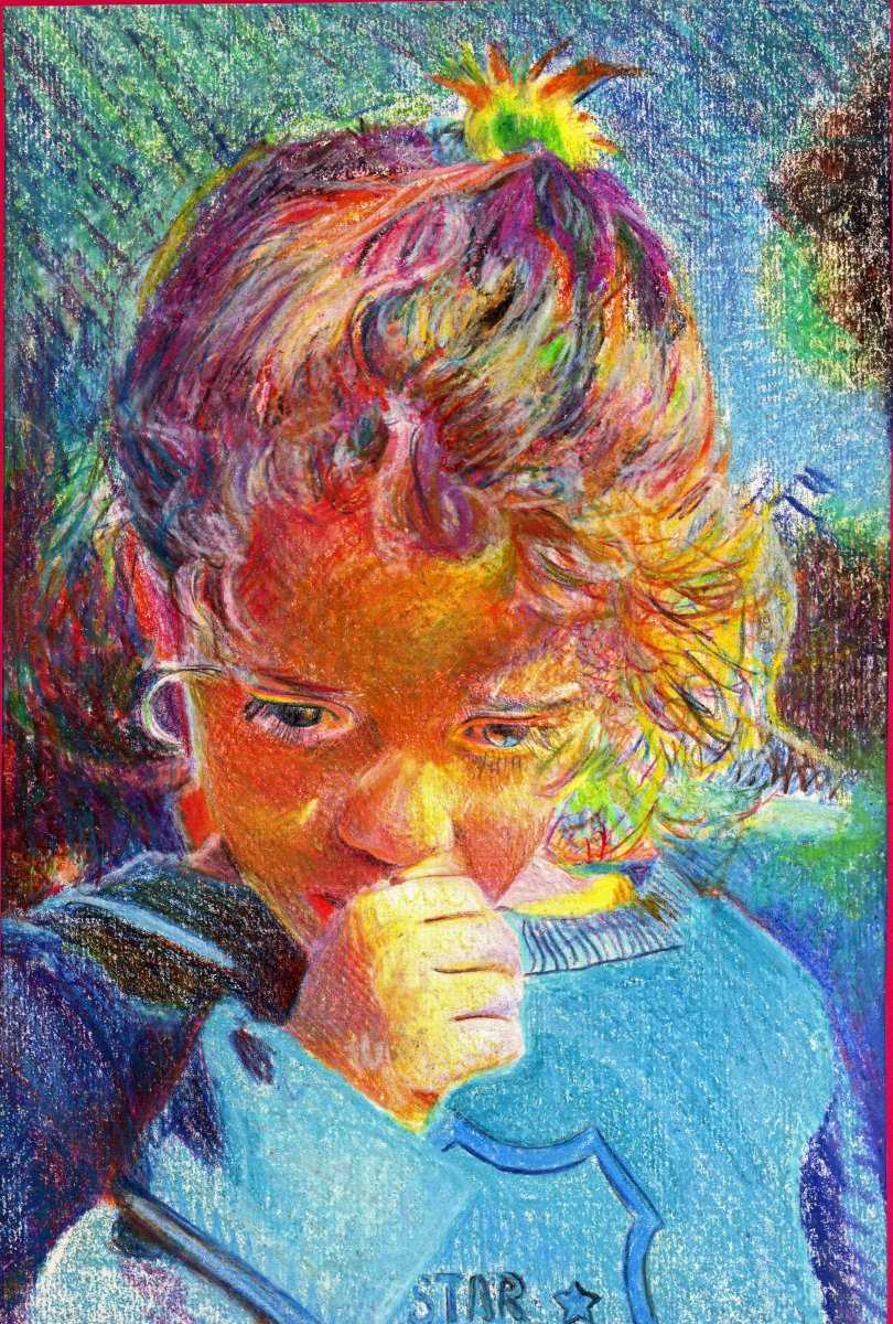 Coline aime bien  son pouce 30 x 40
