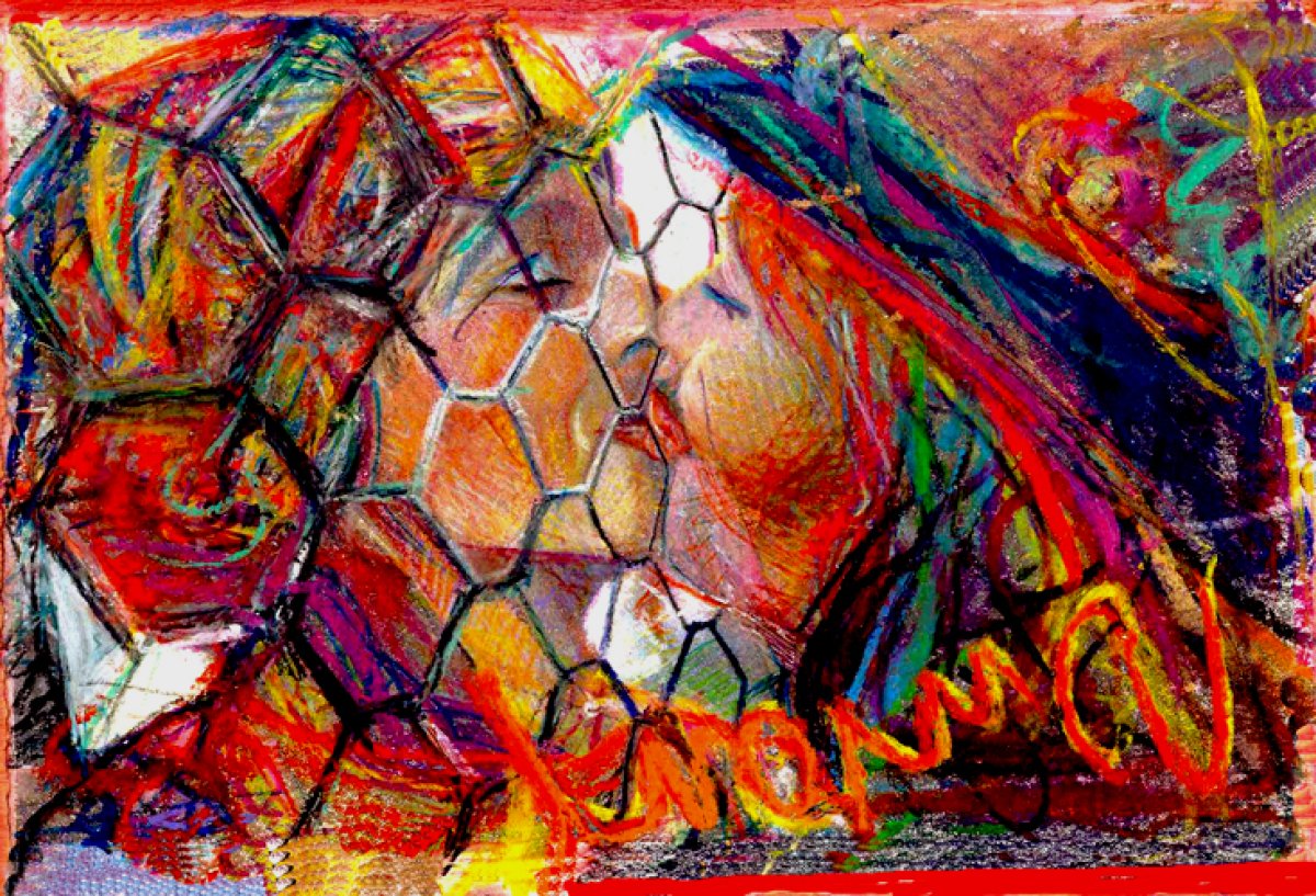 il l'attire et la serre dans ses bras 30 x 40
